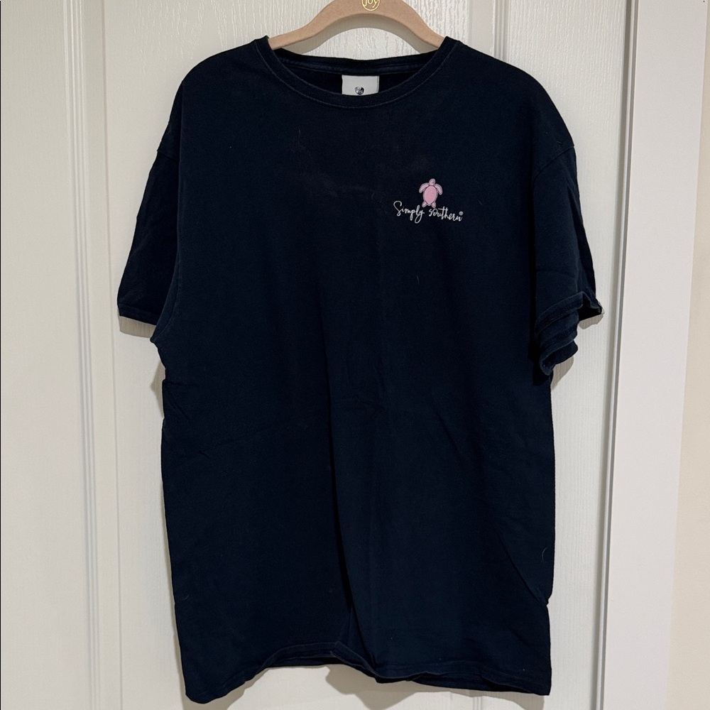 Simply Southern Navy Tee with Pink Logo